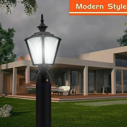 Image of SINOMAN Black Outdoor Exterier Lantern Gate Light Waterproof Lighting Fixture Lamp Perfect for Entrance, Patio Columns and Modern Design for Home Decor (Pack of 1) (Without Bulb)