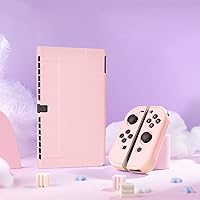 Vista 19 de DLseego Switch OLED Protective Case Dockable Hard Shell Anti-Scratch Cover Joycon Accessory Skin with 6PCS Thumb Grips Caps and 2Pc Screen