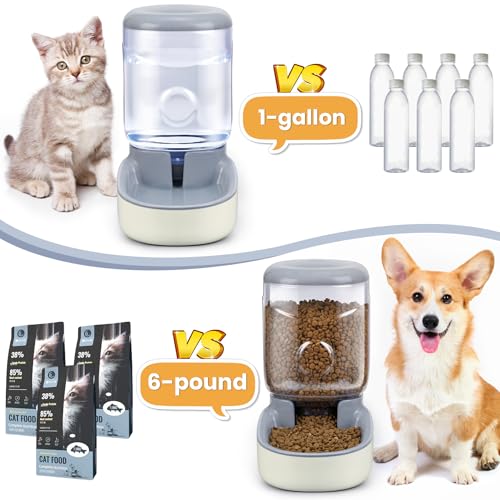 2 Pack Automatic Cat Feeder and Water Dispenser Pet Feed Bowl Dog Gravity Food Feeder and Waterer Set for Small Medium Pets Puppy Kitten 1 Gallon - Image 2