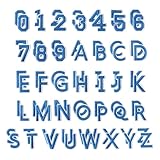 AEKZOX 72 Pezzi Lettere e Numeri Termoadesivi, Patch con Colla per Tessuti, Giacche, Cappotti, Camicie, Cappelli, Borse, Jeans (Blu)