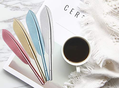 Penta Angel Feather Pens 4Pcs Creative Rollerball Pens Artificial Wing Feather Ballpoint Gel Ink Pens Gift Set For Office School Teachers Students Stationary Supplies, Black Ink #TOP2