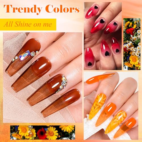 Set de Esmaltes de Uñas Gel Jelly 8 Piezas Tonos Nude y Marrón miniatura 3