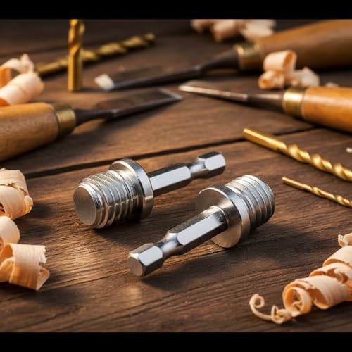 2 Stück silberne äußere Umwandlungsstange M10 + M14 Holzbearbeitung Innensechskant Adapter Konverter Schlagbohrmaschine Stecknüsse Adapter Bohrfutter Sechskantschaft Konverter Bohrfutter Bohrfutters