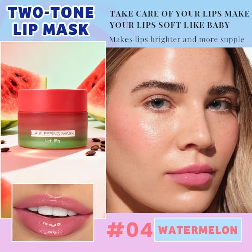 Image of FeiCuiYun Lip Sleeping Mask, Moisturization and Antioxidants, Nourish, Hydrate, Flaky, Dry Lips, Includes Softapplicator Brush (Watermelon, 1Pcs)