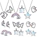 18er Packung Mädchen Einhorn Schmuck Set Herz Schmetterling Stern Einhorn Halskette Kinder Ohrringe Regenbogen Einhorn Zubehör Halskette Ohrring Set mit Schmuck Karton mit Deckel