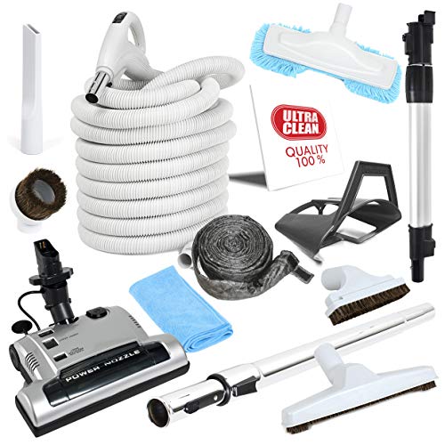 Ultra Clean Central Vacuum Carpet Attachment Kit with Adjustable Height Electric Powerhead –