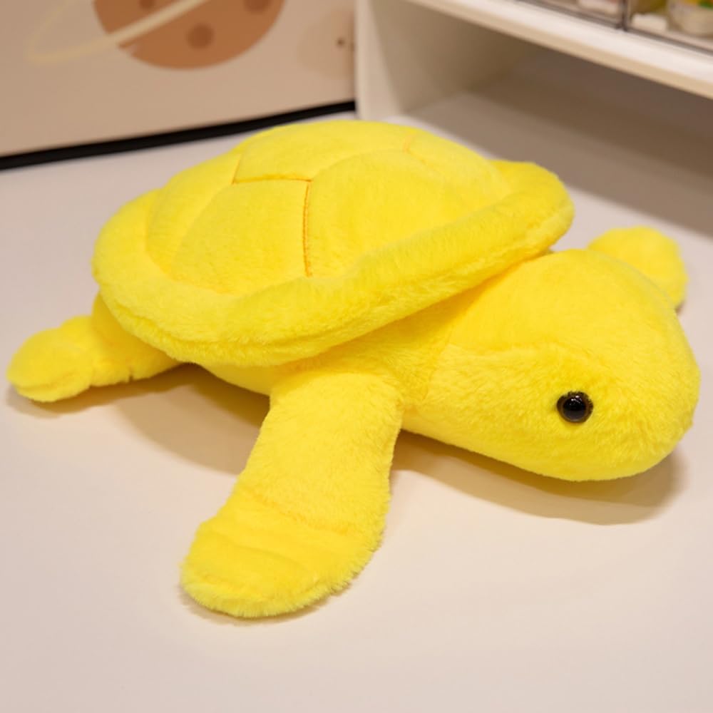 23cm Weighted Turtle Plush Toy - Soft Stuffed Animal Pillow, Yellow - Image 2