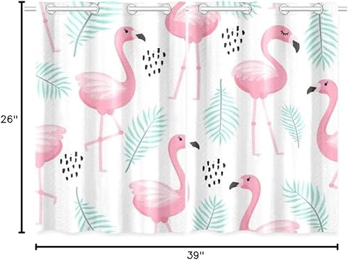 Miniatura 5 de Cortinas tropicales de flamenco para cocina, cortinas para ventana, cafetería, baño, lavandería, sala de estar, dormitorio, 26 x 39 pulgadas, 2