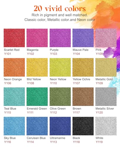 Yeeart 20 Colors Fabric Paint