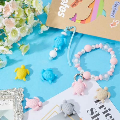 SUNNYCLUE 1 Box 12Pcs Turtle Bead Sea Silicone Beads Summer Animal Cartoon Sea Turtle Shaped Focal Loose Spacer Beads for jewellery Making Keychain Beaded Pen DIY Crafting Bracelet Charms Beginners - Image 4