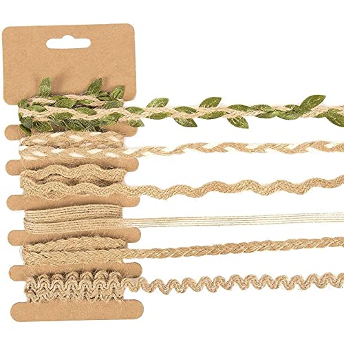 Natural Jute Rope Twine Strings For Crafts, Burlap Ribbon (6 Styles, Brown, 1 Yard) #TOP4