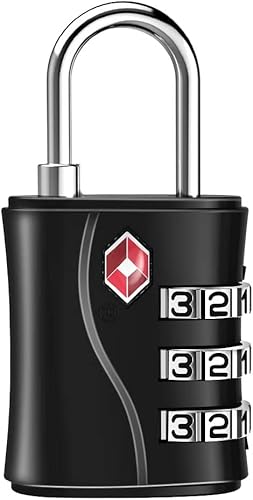 ZHEGE Suitcase Locks Combination, Travel Padlock, TSA Approved Luggage Locks for Suitcase, Backpack, Laptop Bag, Handbag and Tent Zippers, 3 Digit Padlock for Gym (Black)