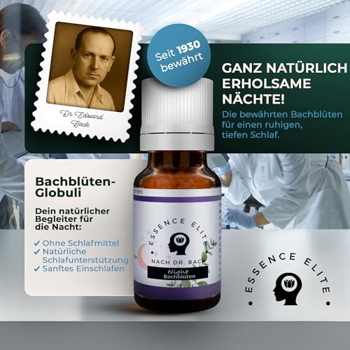 Essence Elite Bachblüten Globuli NIGHT 10g - Natürliche Unterstützung beim Einschlafen, besser-Schlafen mehr innere Ruhe Schlaf, hormonfrei
