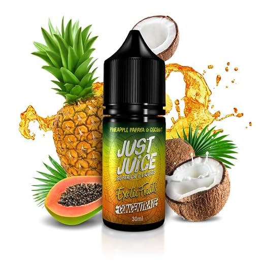 Just Juice Superior E-Liquids Vape Concentrate, 30ml e-Liquid, Makes up to 150ml Vape Liquid, 100% PG, DIY, use as Stand-Alone Flavour or Blend to Make Your own Creations, Pineapple, Papaya & Coconut