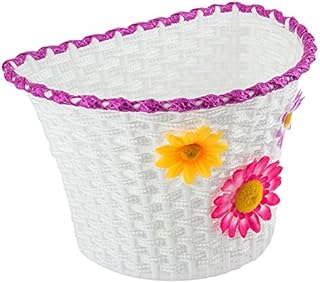 Sunlite Large Front Bicycle Basket 11 x 8 x 7.25 White With Flowers