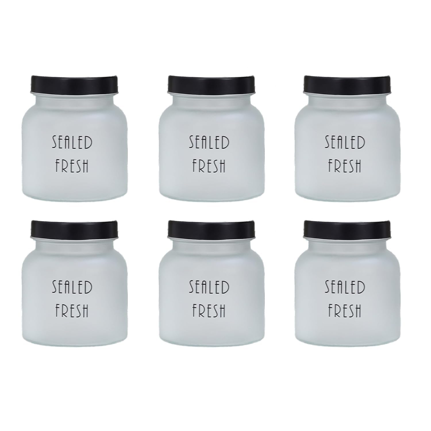 Femora Kitchen Storage Jars Frosted Glass Jar With Steel Lid Air Tight Jar, 700 ML, Pack of 6, Black Lid (B0CGXHXL5P) Amazon Price History, Amazon Price Tracker