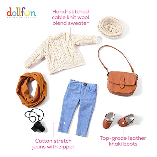 Dollfun College Girls 18 Inch Fashion Doll Set Annie(Photography Lover) Fashion Dress Up Doll With Hair For Styling, Clothes, Shoes And Accessories. Brown Hair And Brown Eyes, Hispanic #TOP4