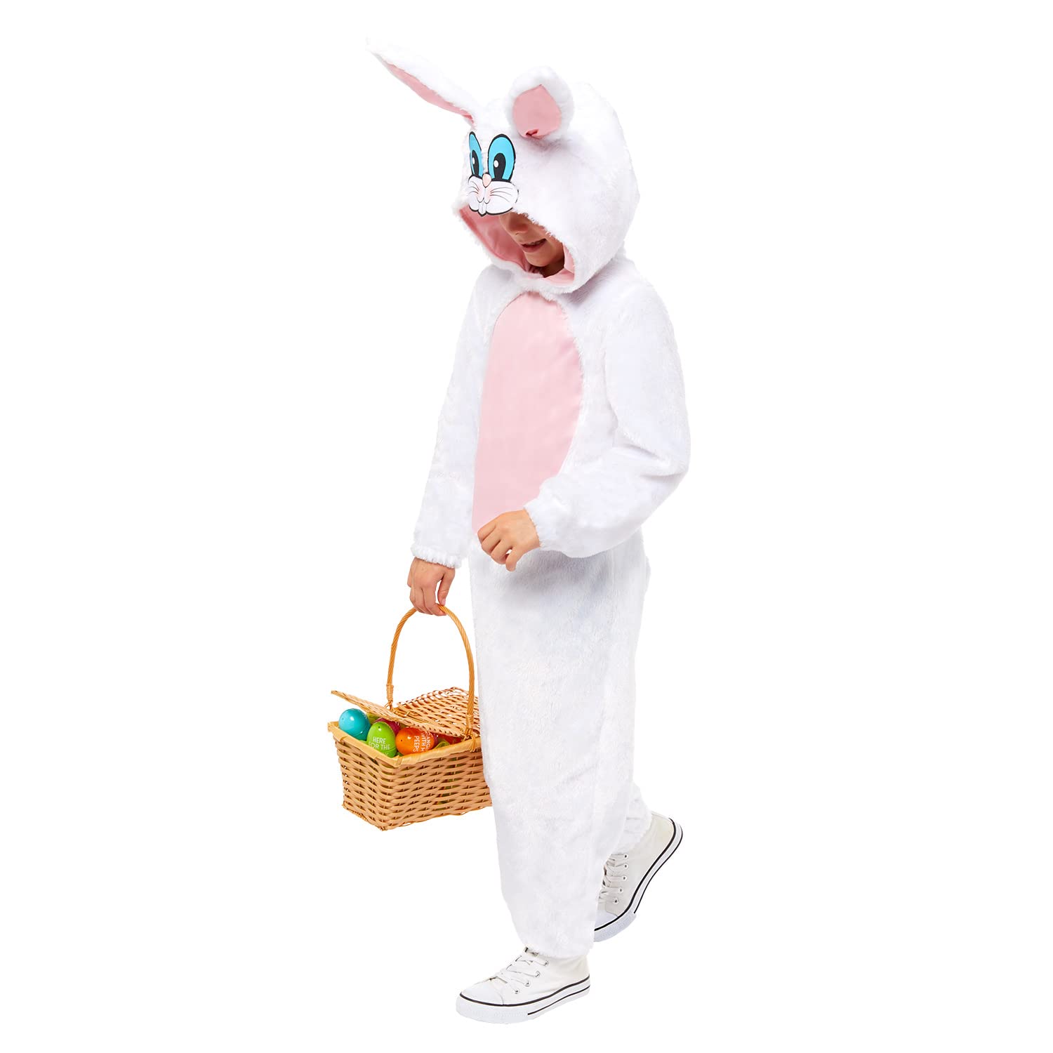 amscan - Kids Easter Bunny Plush Jumpsuit & Hood Fancy Dress Costume Age: 3-12 Years
