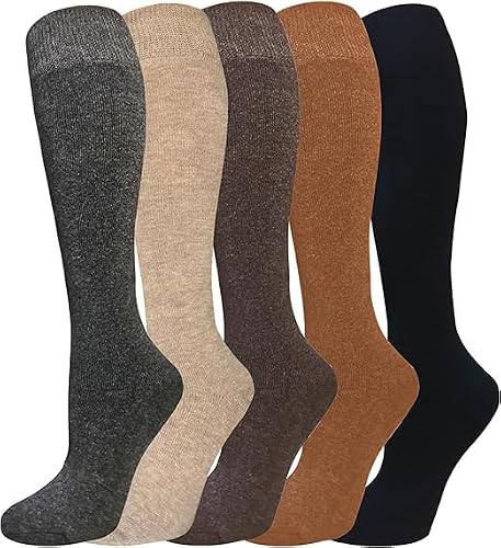 HayFeel Warm Knee High Socks for Women-Thermal Cotton Cushioned Socks For Hiking,Work,Skiing,Gifts, Assorted 20, One Size