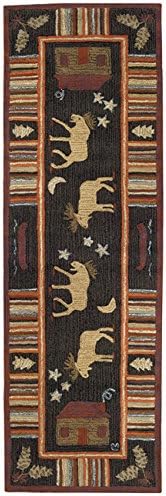 BLACK FOREST DECOR Night Moose Hooked Wool Runner