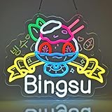 SINBEAUTIES Bingsu ネオンサイン、ネオンライトハンギングウォールアートデコレーション、韓国料理店、かき氷店、バー、カフェパーティー、キッチン、ホームデコレーション、USB電源、超高輝度&調光、15×12.2インチ
