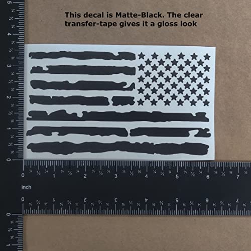 American Flag Decal 4 Pack: American Flag, Distressed American Flag Decals (Large ~6", Matte Black) #TOP6