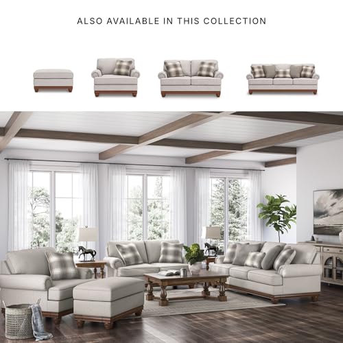 Signature Design by Ashley Meadowview Classic Upholstered Loveseat with Reversible Seat Cushions, 2 Accent Pillows and Rolled Armrest, Light Gray - Thumbnail 6