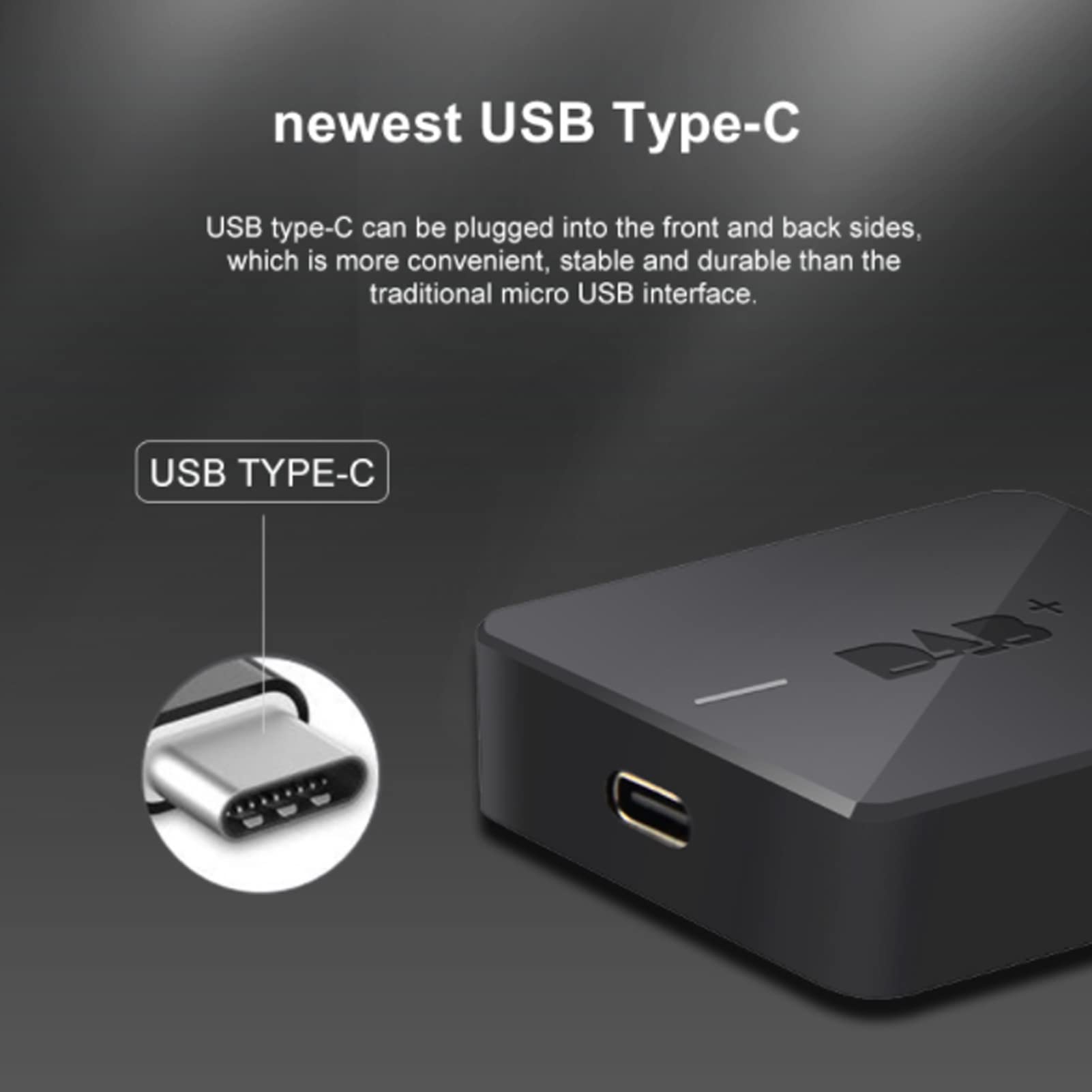 Adapter do odbiornika radiowego Universal Car Digital DAB Box z portem typu C dla systemu Android 5.1 Nawigacja samochodowa Wysokiej jakości materiał ABS Kompaktowy rozmiar Łatwa