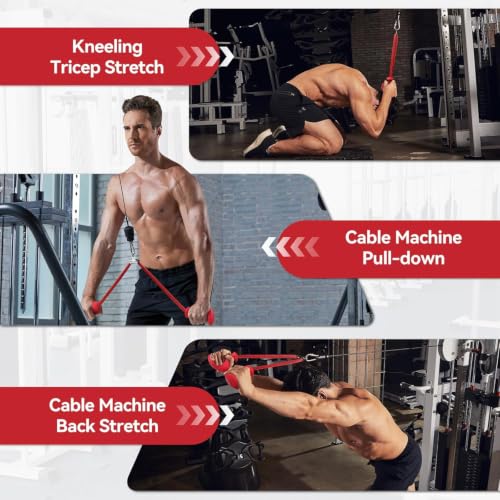 Image of GYMRAT Ergonomic Resistance Band Handles with 2 Carabiners, Heavy-Duty Exercise Handles for Home /Gym Workout Equipment (GYMRAT RED TRICEP Rope)
