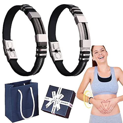 Oveallgo Iontitan Vitalityboost Wristband, Titanium Lympunclog Wristband, Lymph Unclog Wristband, Titan Stainless Steel Magnetic Energy Bracelets for Men and Women (Silver+Black)