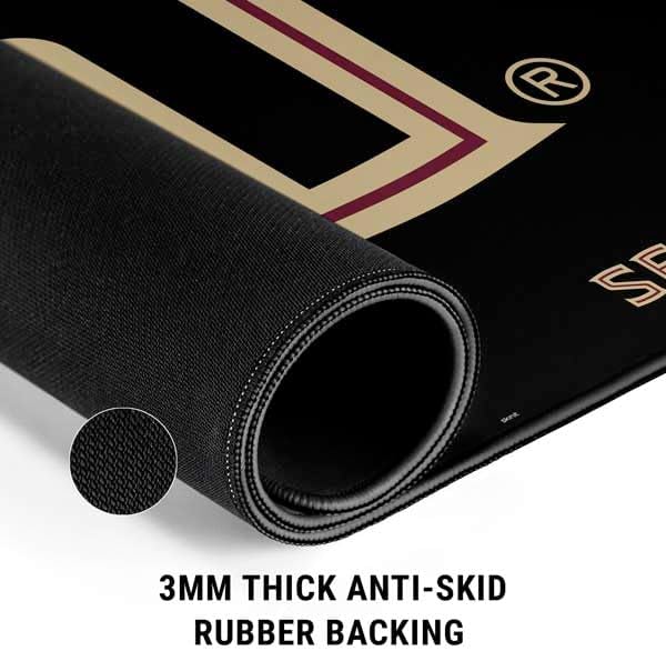 Skinit Medium Gaming Mouse Pad - Officially Licensed FSU Seminoles Black Design with Stitched Edges, Waterproof, Non-Slip Rubber Base, Desk Mat for Keyboard & Mouse, 17.7" x 15.75" inches