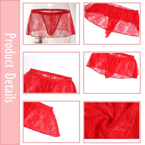 Men's Sissy Panties Skirt Floral Lace Underwear Thongs T-back G-strings Thongs Low Waist Bikini Thongs Underpants4