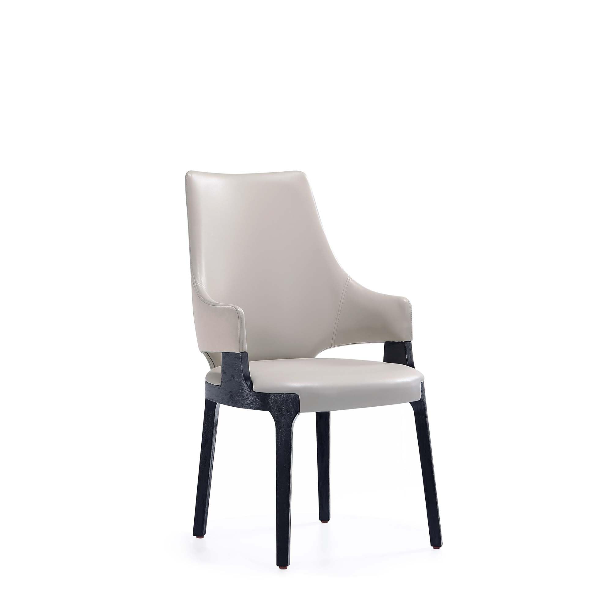 Manhattan Comfort Kara Modern Dining Chairs with Arms, Leatherette & Velvet Upholstery, Solid Beech Wood Frame, Commercial Grade, Fully Assembled