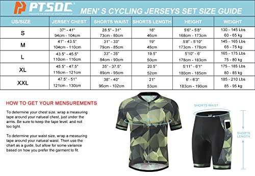 PTSOC Conjuntos masculinos de jérsei de ciclismo acolchoados 5D para bicicleta de estrada de manga c
