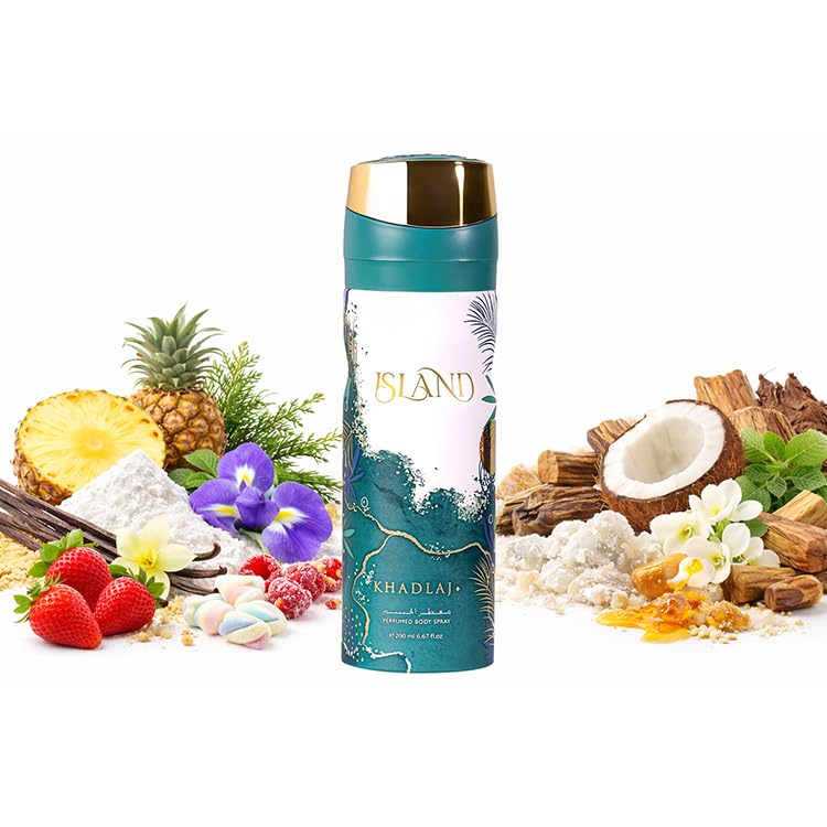 Image of Khadlaj Island Deodorant Spray for Unisex, 6.8 Ounce / 200ml