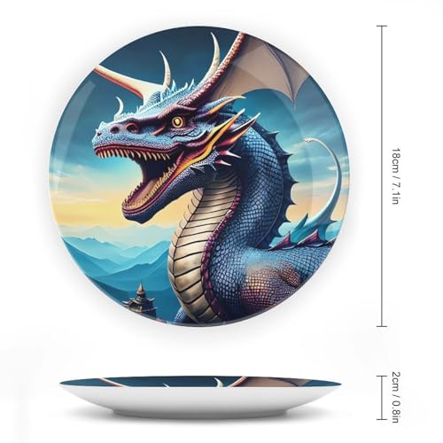 Plato Decorativo Roaring Dragon Bone China 7 pulgadas miniatura 2