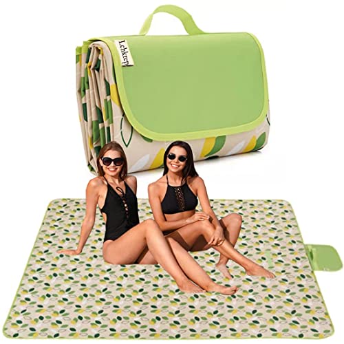 SKYTONE Polyester Outdoor Picnic Mat 200X200Cm Blanket Waterproof Camping Sand-Proof Foldable Large Oxford Cloth Moisture-Proof Tent Portable Travelling Mats Large For Beach Travel Pad (Leaf, Green)