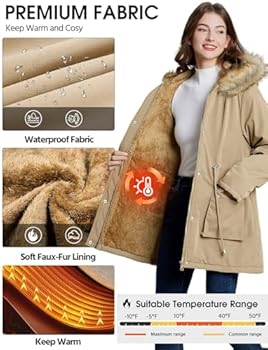 Heekpek Winterjas voor dames, warm, waterdicht, gevoerd, middellange