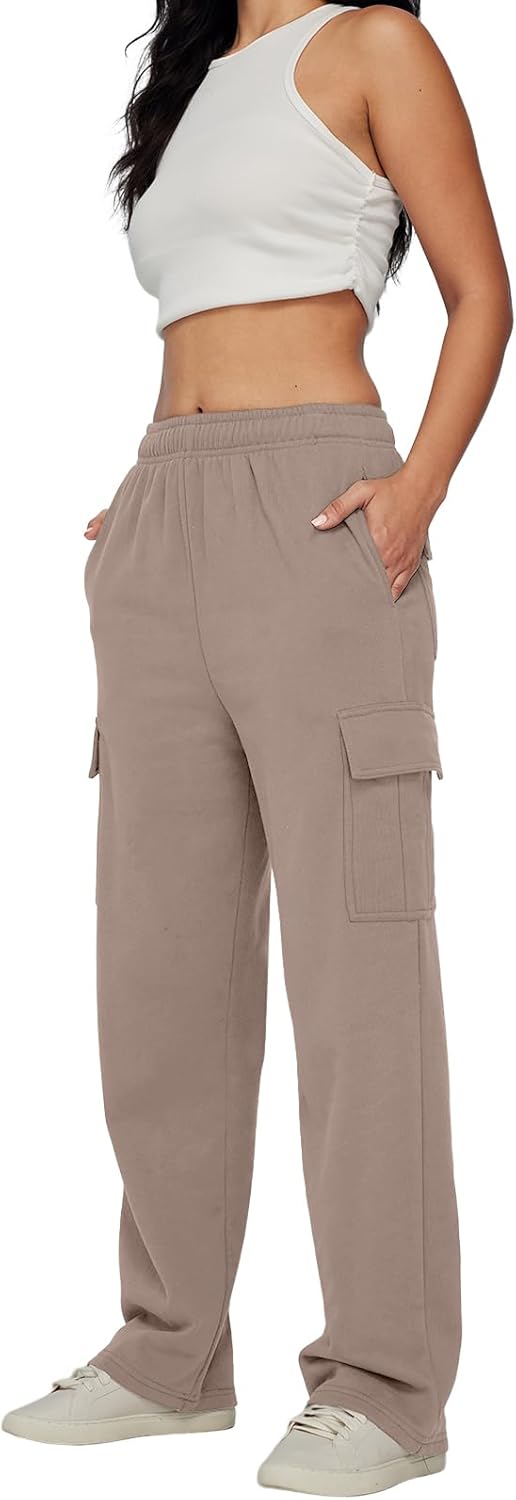 AUTOMET Womens Cargo Sweatpants Baggy Fleece High Waisted Joggers Sweat Pants Athletic Pants - Image 3