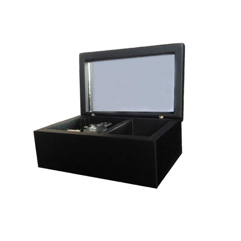 Wind-Up Wooden Musical Box,Small Size Storage Music Box,Gift Music Box,Lilium from Elfen Lied Musical Box,with Silver-Plating Movement in,Black