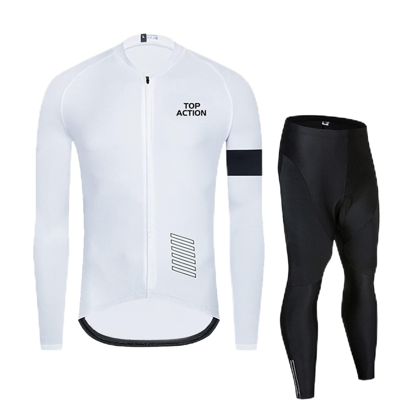 Męska odzież kolarska Termiczne Fleece Softshell Cycling Odzież Odzież męska Długi Rękaw Jersey Spodnie Zestaw Odzieży Rowerowej Męskie koszulki kolarskie(Wit,5XL)