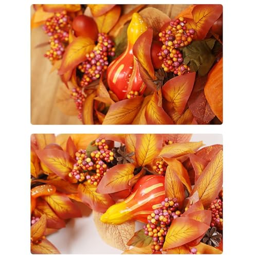 Couronnes d'automne pour l'extérieur avec feuilles d'érable pour fête de récolte - 8