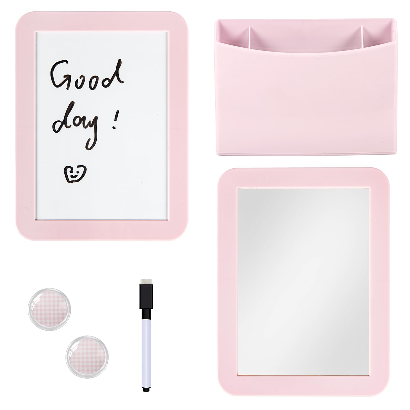 Svartur Pink Locker Accessories for Girls with Magnetic whiteboard, Locker Mirror and Pen Holder, Locker Decoration for School Locker, Locker Organizer for Work, Back to School Essentials