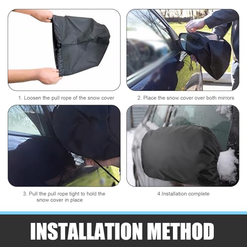 Image of Car Windshield Cover for Ice Rearview Mirror Snow Covers, Car Rearview Mirror Snow Cover , 210 D Silver Coated Oxford Cloth Reflector Frost Snow Cover, Drawstring Closure Quick Installation Accessory