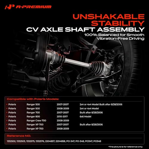 Image of A-Premium Pair (2) Rear CV Axle Shaft Assembly Compatible with Polaris Ranger 500 2007-2009, Ranger 700 2007, Ranger 800 (6x6) 2010-2017, Ranger Crew 700, Ranger XP 700, Driver and Passenger Side