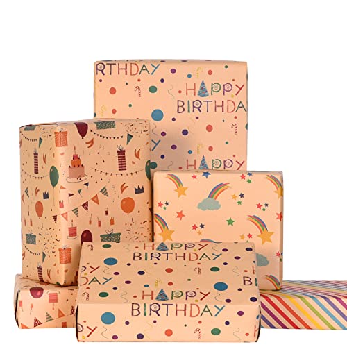 PlandRich Birthday Wrapping Paper for Kids and Adults
