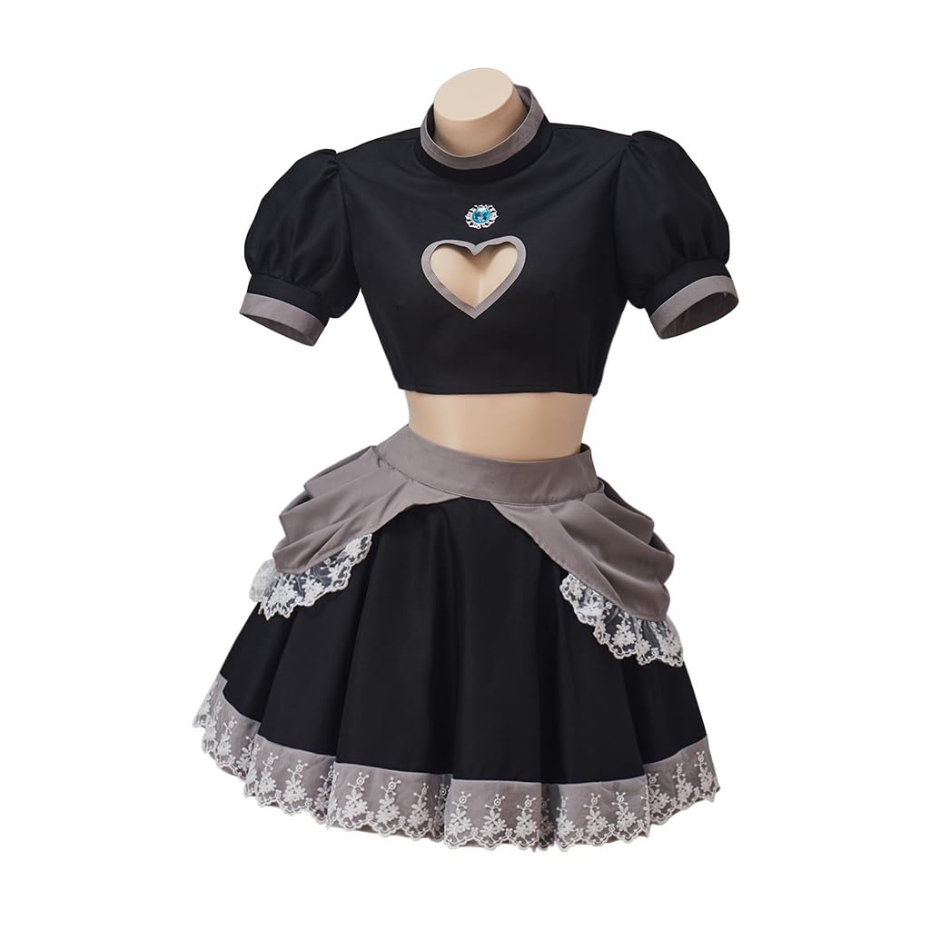 Willyacos Bowsette Cosplay Dress Sexy Black Short Princess Bowsette Cosplay Costume Dress Tops Skirts Outfit for Adult Women: XX-Large Black