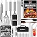Grilliance BBQ Grillbesteck Set 30 Grillzubehör aus Hochwertiger Edelstahl Grillzange Grillspachtel Korkenzieher Grillset mit Grillkoffer und Grillmatte für Männer Geschenk für Garten Camping Silber