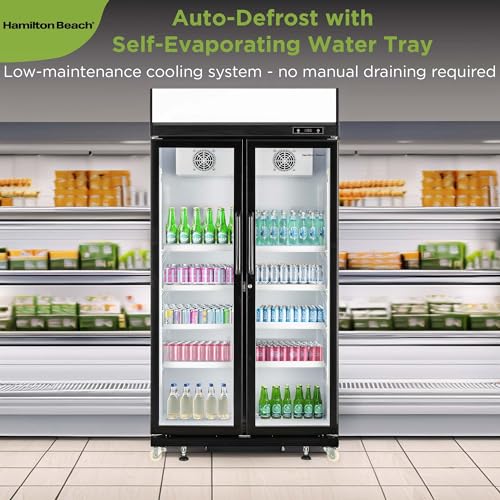 Image of Hamilton Beach 20.5 Cu Ft Commercial Glass Door Refrigerator -W:39.4 inch x L:23.2 inch X H: 79.3 inch (Black)