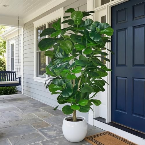 VECELO Artificial Fiddle Leaf Fig Tree 6FT(71in) Tall Fake Floor Plants with 150 Large Realistic Leaves in Plastic Pot for Indoor Outdoor Living Room Home Decor